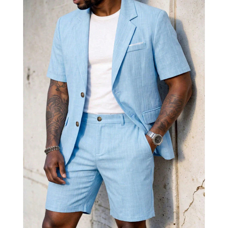 Men’s Short-Sleeved Blazer and Shorts Set