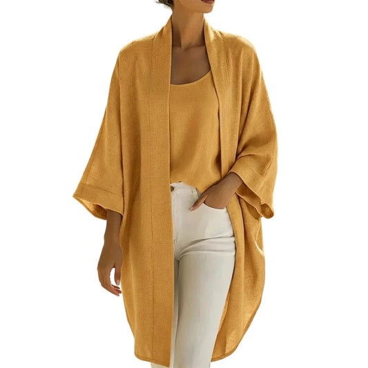Women’s Open-Front Cardigan and Vest Top Set