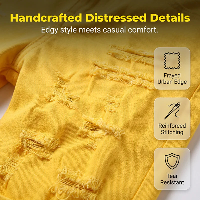 Men’s Distressed Rolled-Hem Shorts