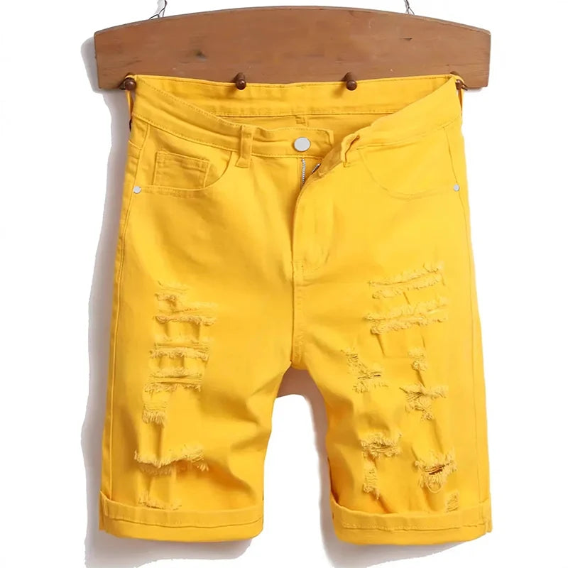 Men’s Distressed Rolled-Hem Shorts