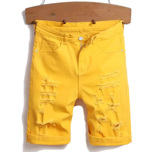 Men’s Distressed Rolled-Hem Shorts