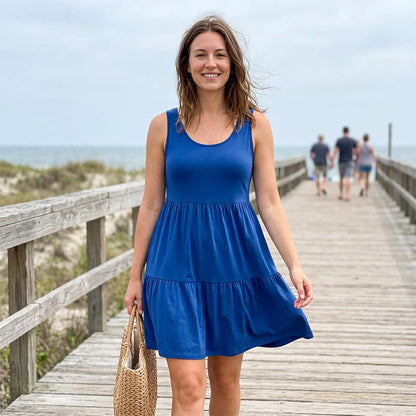 Women’s Sleeveless Tiered Knee-Length Dress
