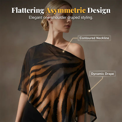 Women’s Asymmetric Shawl Top and Skirt Set