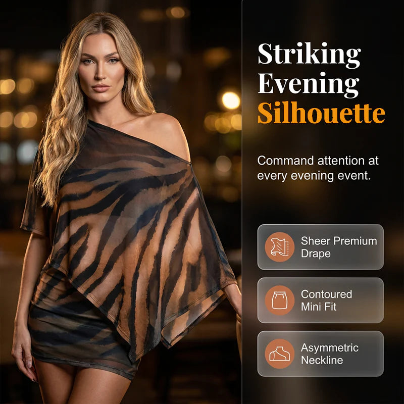 Women’s Asymmetric Shawl Top and Skirt Set