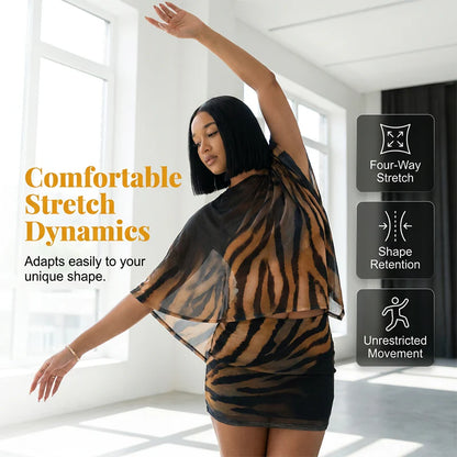 Women’s Asymmetric Shawl Top and Skirt Set