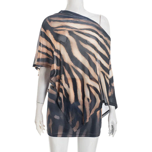 Women’s Asymmetric Shawl Top and Skirt Set