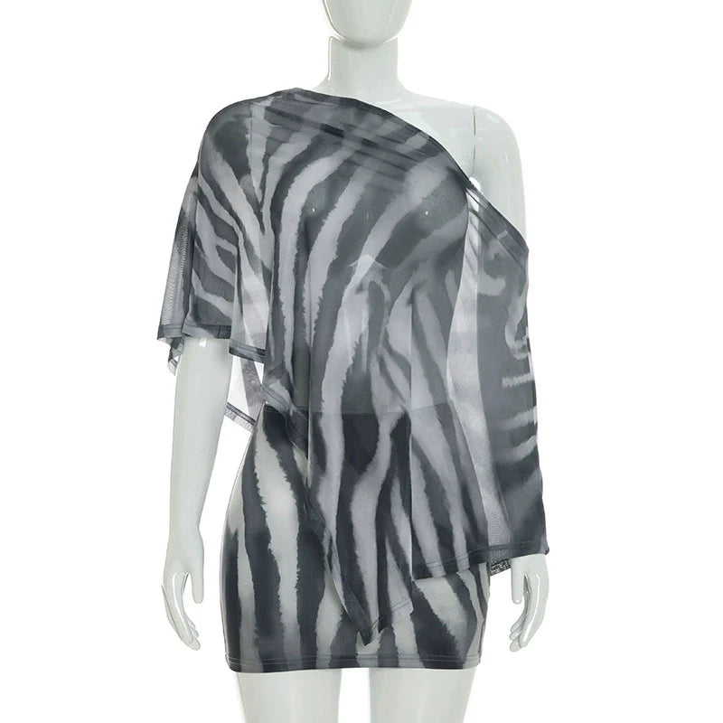 Women’s Asymmetric Shawl Top and Skirt Set