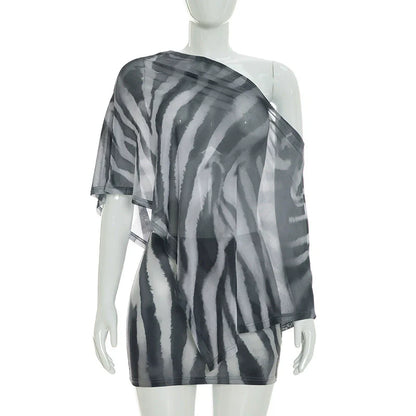 Women’s Asymmetric Shawl Top and Skirt Set