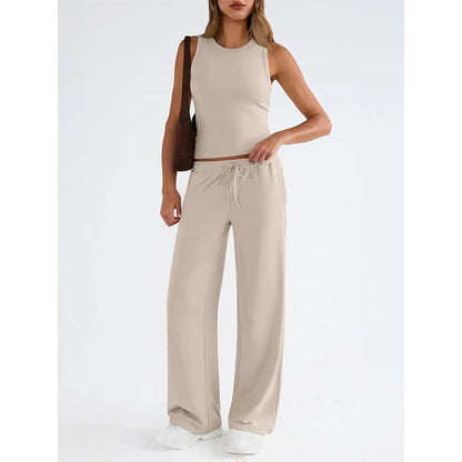 Women's Sleeveless Top and Wide-Leg Trousers Set