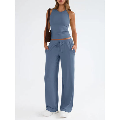 Women's Sleeveless Top and Wide-Leg Trousers Set