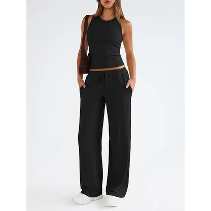 Women's Sleeveless Top and Wide-Leg Trousers Set