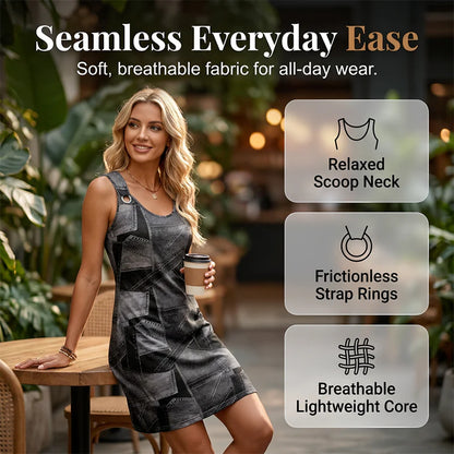 Women's Sleeveless Denim-Look Shift Dress