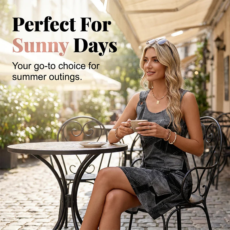 Women's Sleeveless Denim-Look Shift Dress