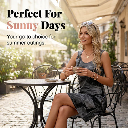 Women's Sleeveless Denim-Look Shift Dress