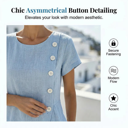 Women's Asymmetric Button Detail Midi Dress