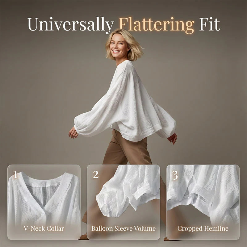 Women’s Sheer V-Neck Cropped Blouse