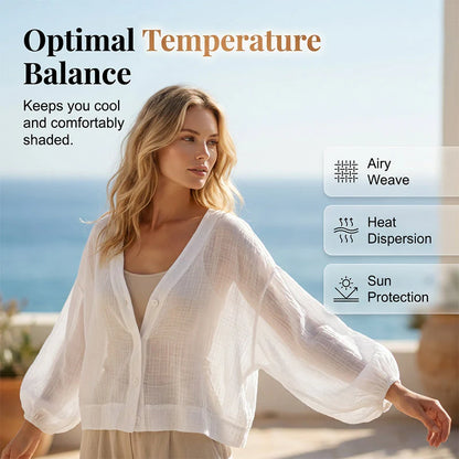 Women’s Sheer V-Neck Cropped Blouse