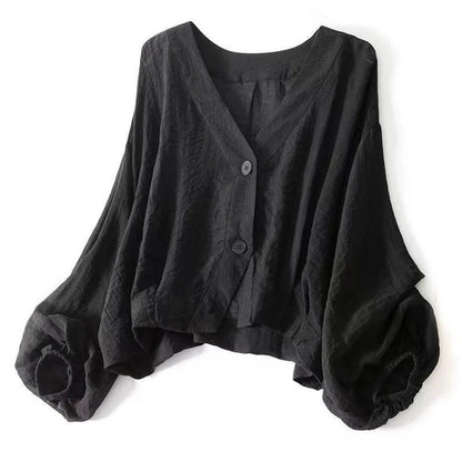 Women’s Sheer V-Neck Cropped Blouse