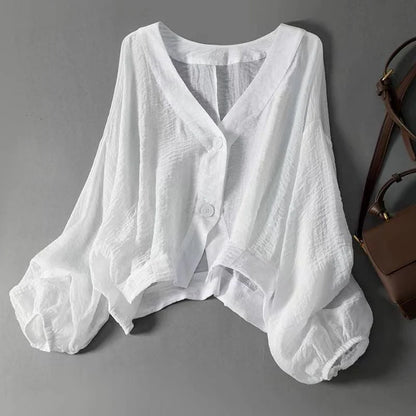 Women’s Sheer V-Neck Cropped Blouse