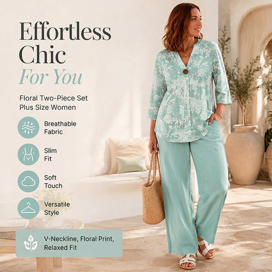 Women's Relaxed V-Neck Two-Piece Set