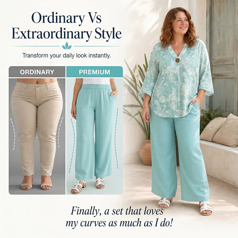 Women's Relaxed V-Neck Two-Piece Set