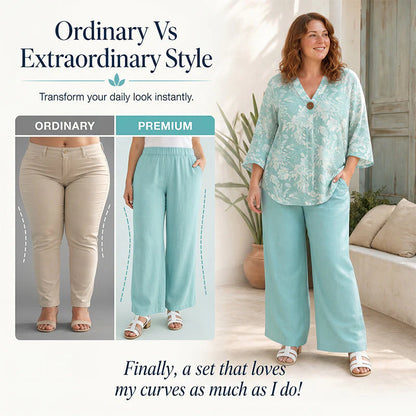 Women's Relaxed V-Neck Two-Piece Set