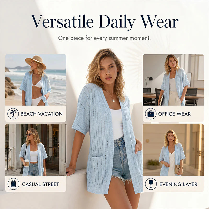 Women's Open-Front Lightweight Knit Cardigan