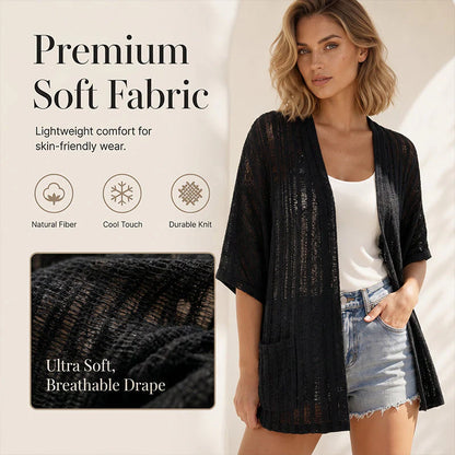 Women's Open-Front Lightweight Knit Cardigan