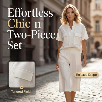 Women's Short Sleeve Top and Cropped Trousers Set