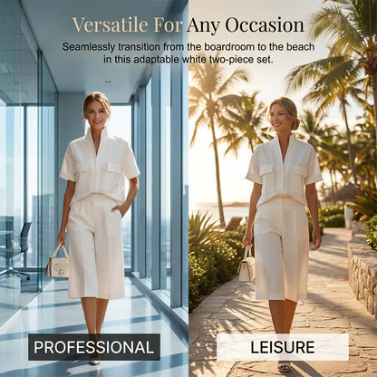 Women's Short Sleeve Top and Cropped Trousers Set