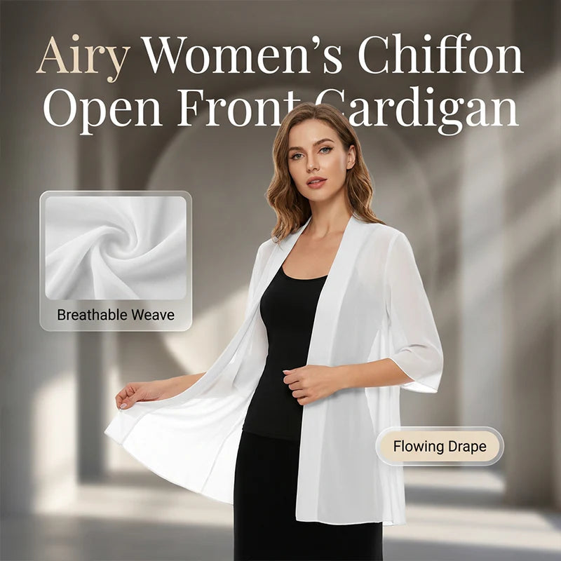 Women’s Open-Front Chiffon Cardigan