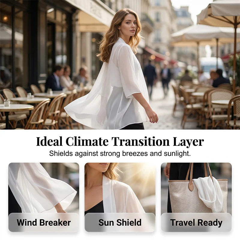 Women’s Open-Front Chiffon Cardigan