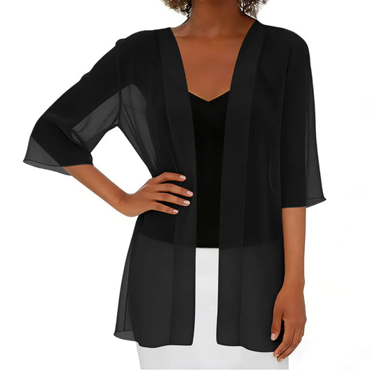 Women’s Open-Front Chiffon Cardigan