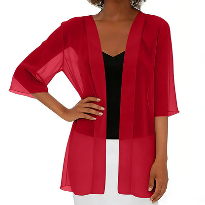 Women’s Open-Front Chiffon Cardigan