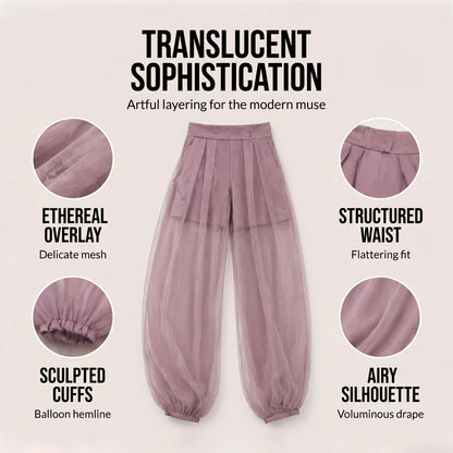 Women's Sheer Overlay Lantern Trousers