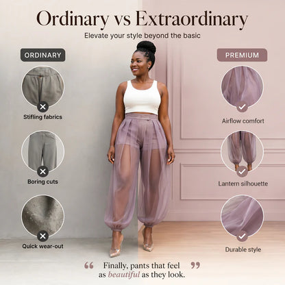 Women's Sheer Overlay Lantern Trousers