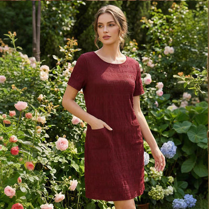 Women's Textured Pocket Shift Dress