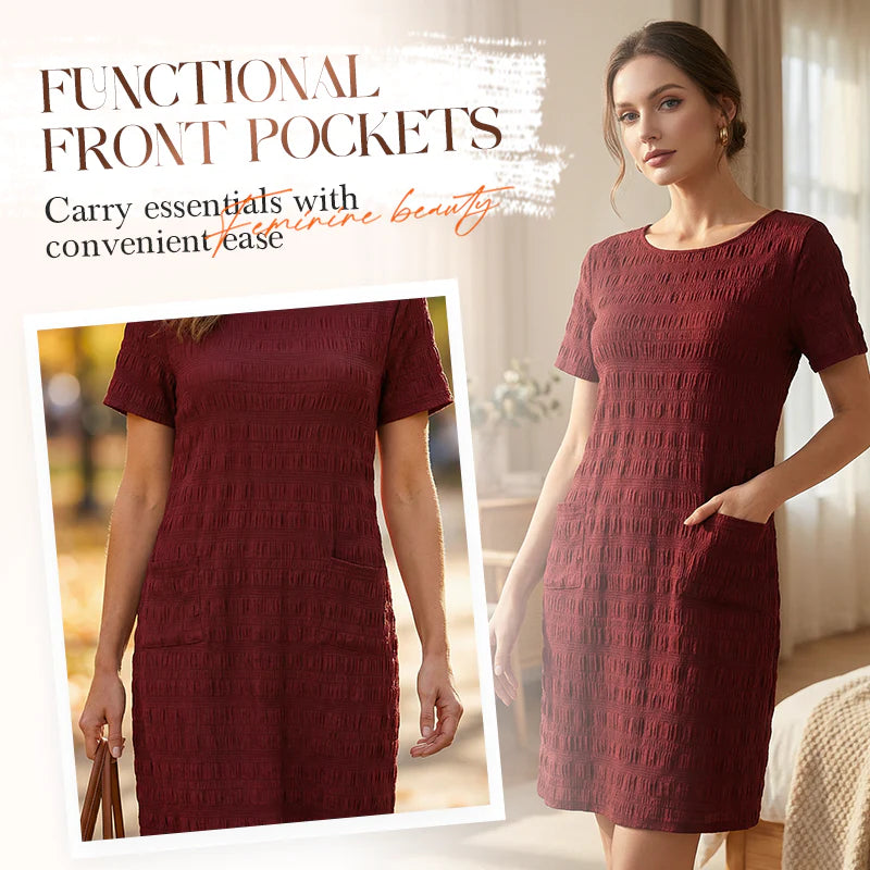 Women's Textured Pocket Shift Dress