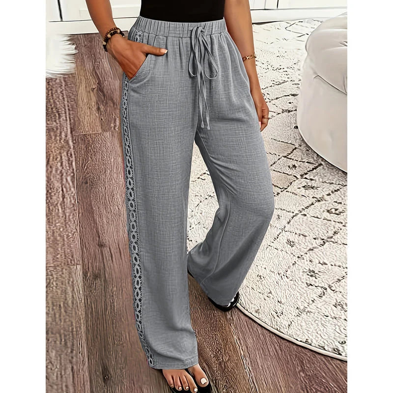 Women’s Lace-Trim Straight Leg Trousers