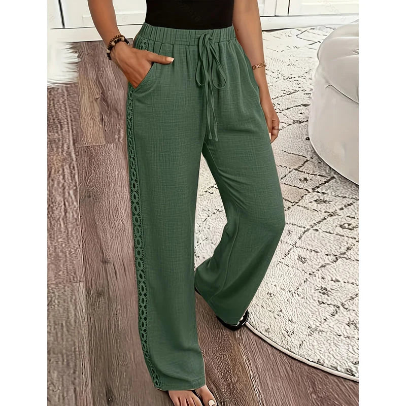 Women’s Lace-Trim Straight Leg Trousers