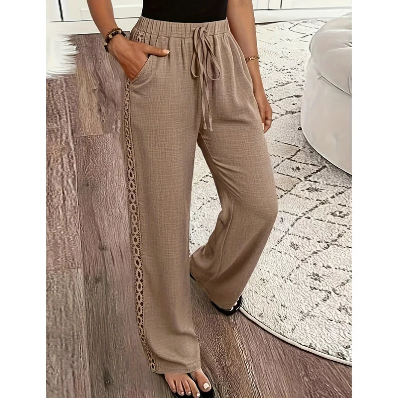 Women’s Lace-Trim Straight Leg Trousers