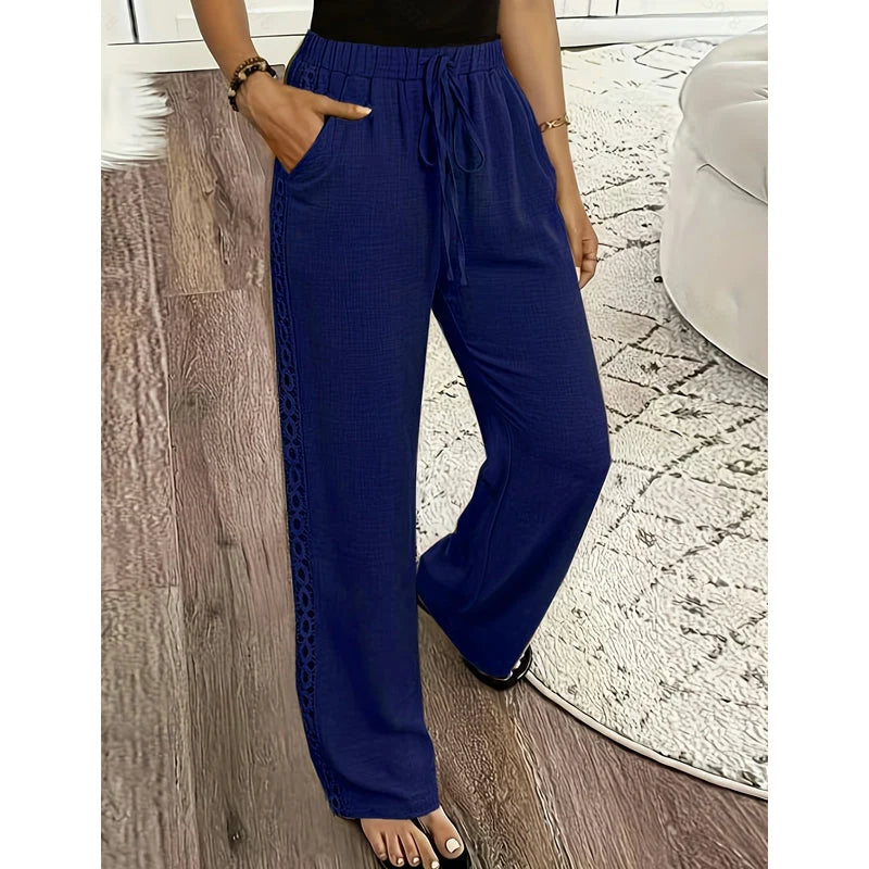 Women’s Lace-Trim Straight Leg Trousers