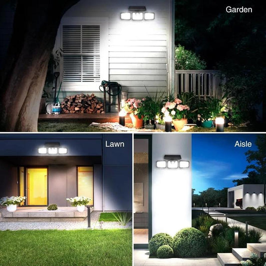 Solar Triple-Head Motion Sensor Wall Light