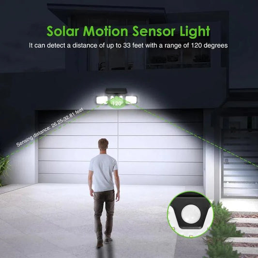 Solar Triple-Head Motion Sensor Wall Light