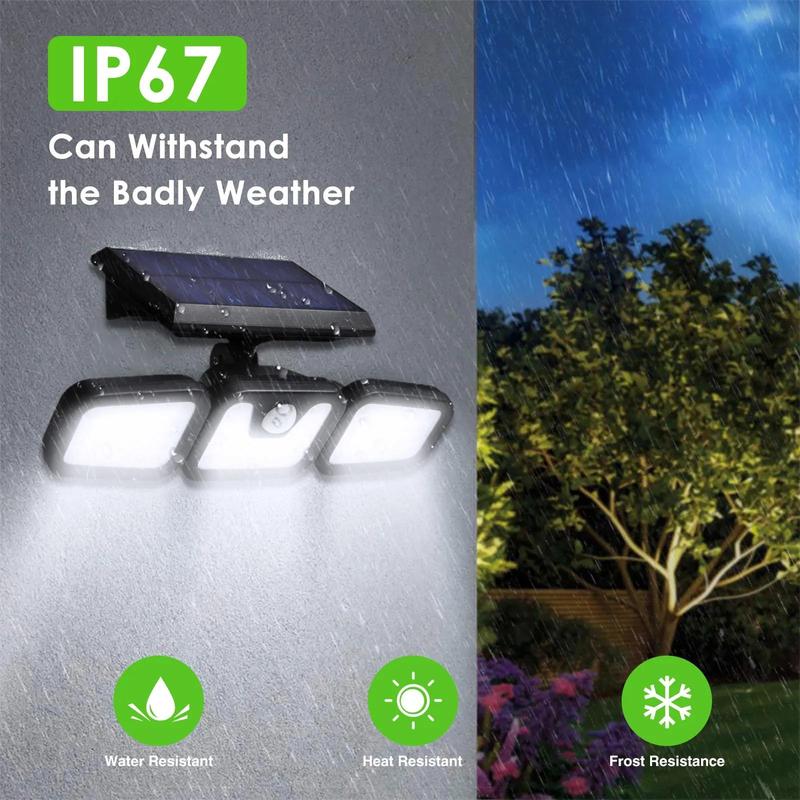 Solar Triple-Head Motion Sensor Wall Light
