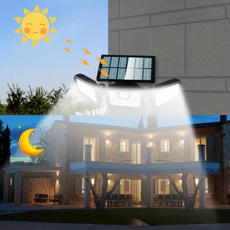 Solar Triple-Head Motion Sensor Wall Light