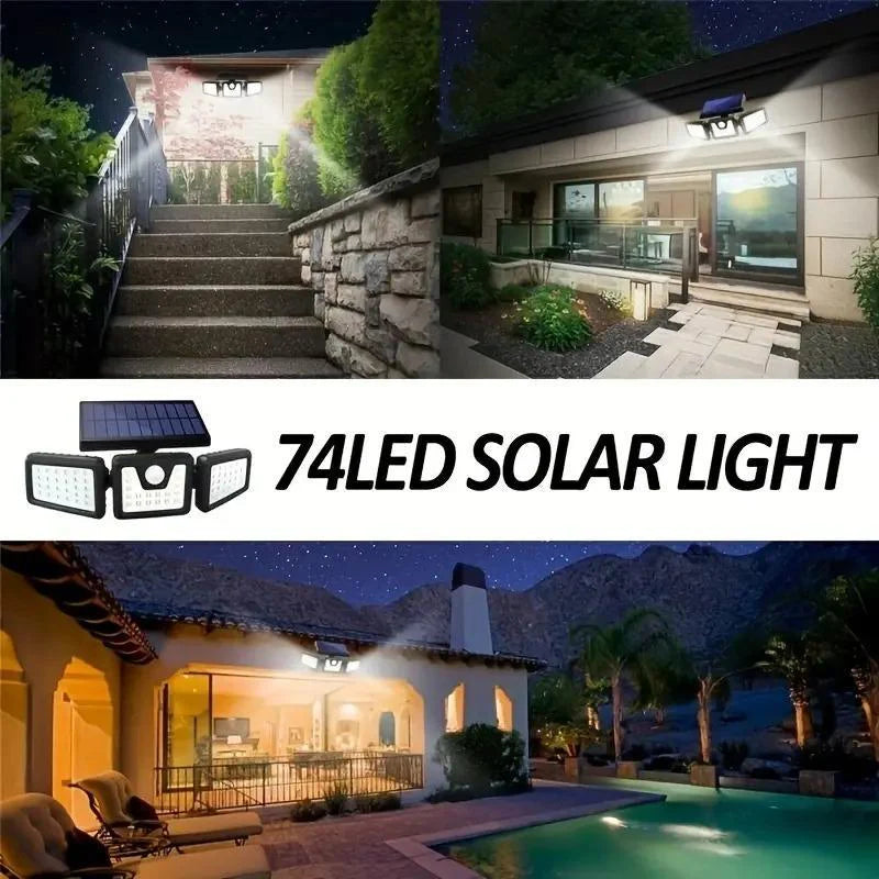 Solar Triple-Head Motion Sensor Wall Light