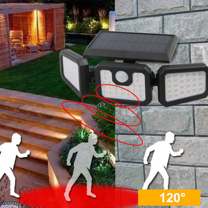Solar Triple-Head Motion Sensor Wall Light