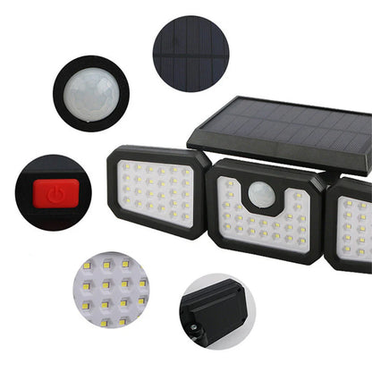 Solar Triple-Head Motion Sensor Wall Light
