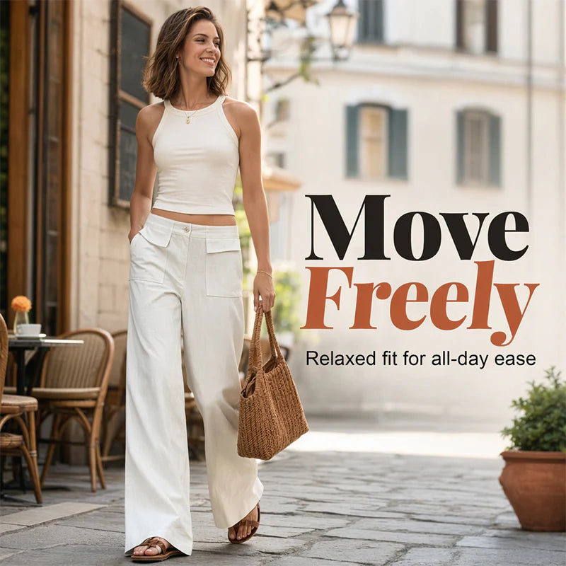 Women’s Cotton and Linen Wide-Leg Trousers